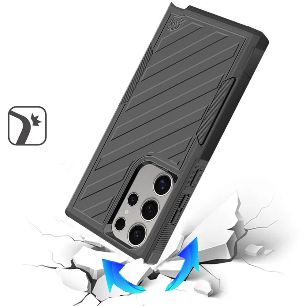 For Samsung Galaxy S25+ /S25 Plus /S24+ Plus Premium Tough Hybrid Case with Belt Clip Holster, Shockproof Rugged Design, Textured 2in1 Non-Slip Case Cover Black