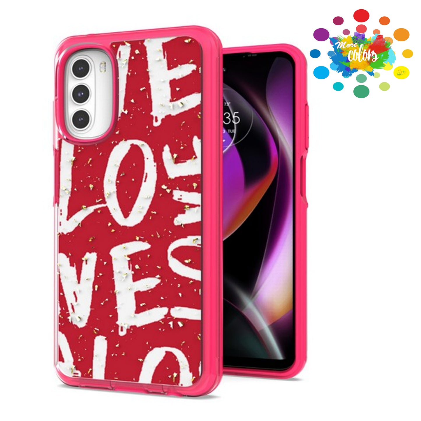 For Apple iPhone 15 Pro Max (6.7") Pattern Design Bling Glitter Shockproof Hybrid Soft TPU Frame and Hard Back Slim Phone Case Cover