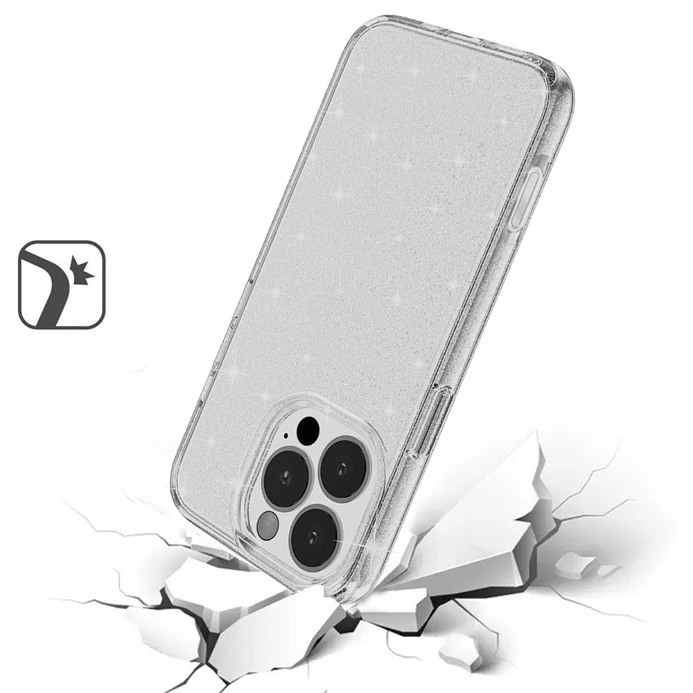 For Samsung Galaxy A16 5G Transparent Glitter Shiny Sparkle Bling TPU Rubber Hard Back Hybrid Frame Shockproof Case Cover Gray Smoke