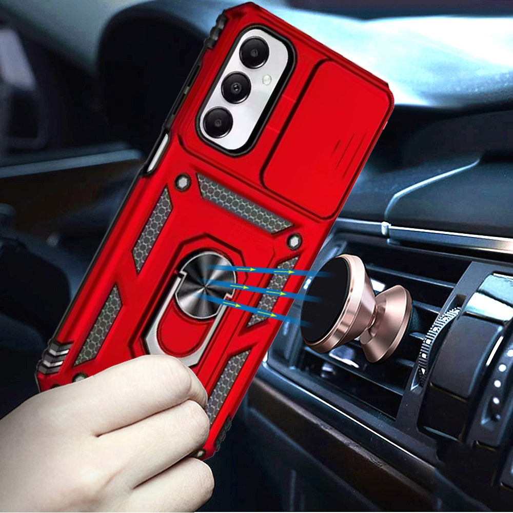 For Samsung Galaxy A16 5G Hybrid Shockproof Edge Bumper with Stand, Camera Lens Protection & 360° Rotate Ring Kickstand Case Cover