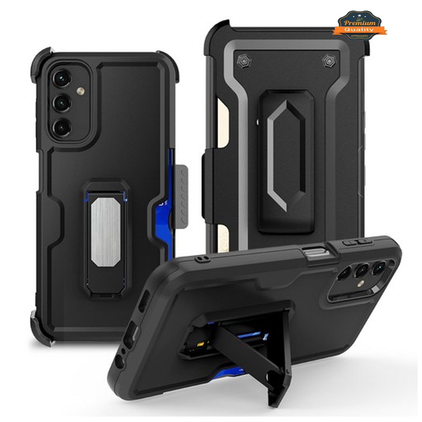 For Samsung Galaxy A16 Hybrid Wallet Case with Invisible ID Card Slot, Kickstand, Holster Belt Clip, Heavy-Duty Protection Case Cover