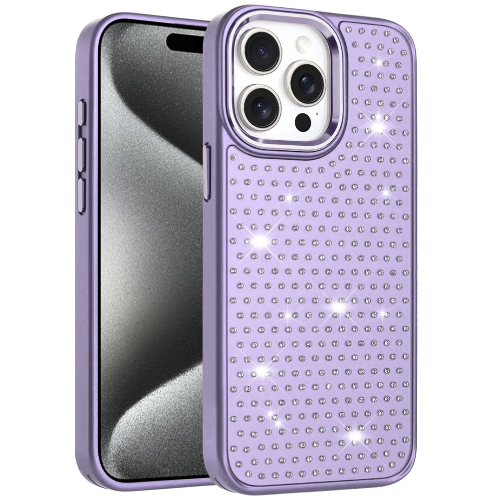 For Apple iPhone 17 Pro Bling Diamond Metallic, Full Sparkle Chrome Edged Hybrid Protective Shockproof Case Cover