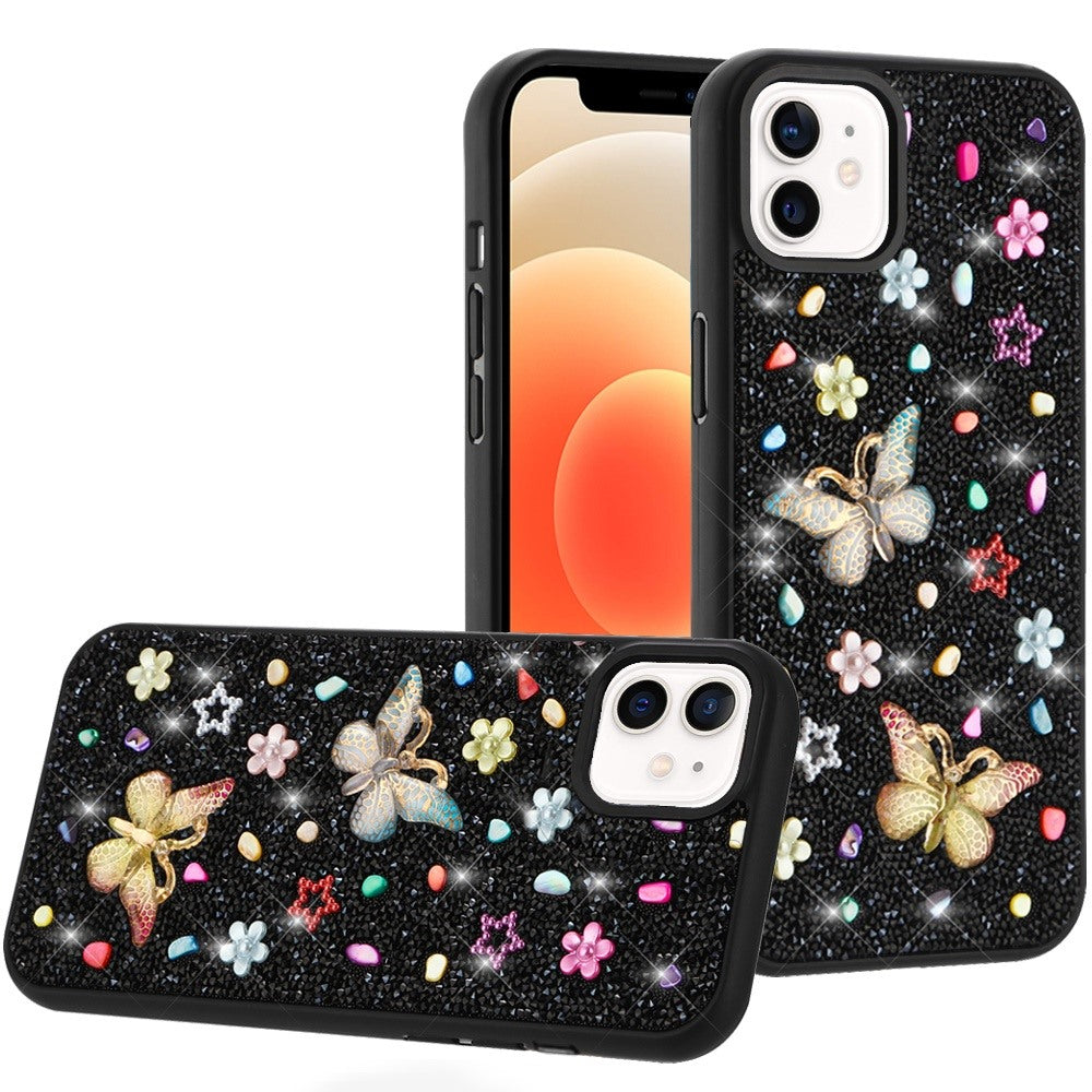 For Samsung Galaxy A36 Diamond Butterfly 3D Glitter Bling Design, Slim Hybrid Sparkle Protective Cover TPU for Women Girls Case Cover