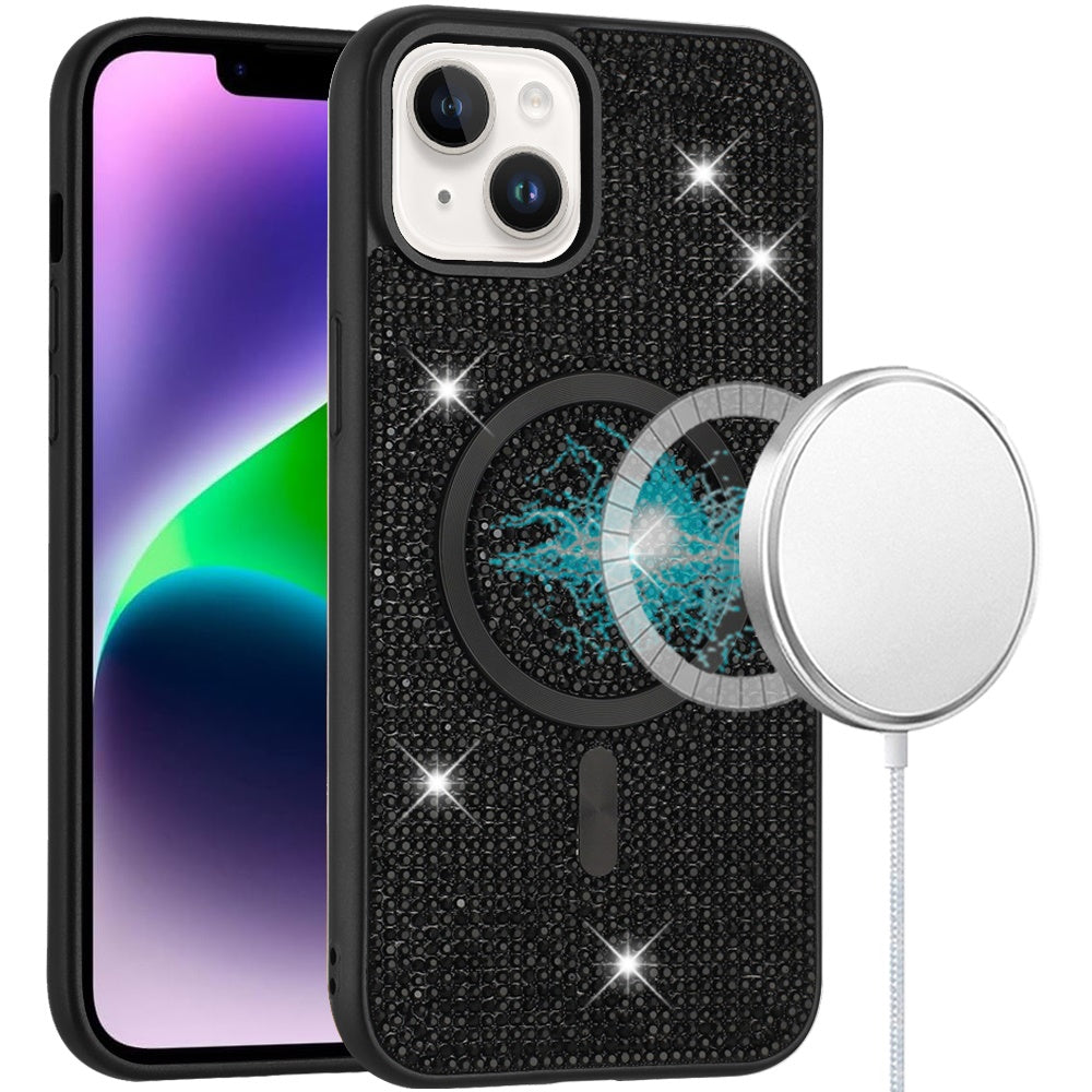 For Samsung Galaxy A16 5G Sparkly Diamond Bling Case Rhinestone Skin Hybrid with Magnetic Circle, MagSafe Compatible Case Cover