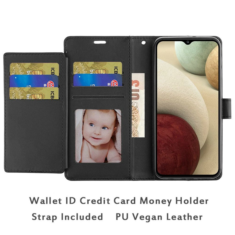 For Samsung Galaxy A16 5G Wallet PU Leather Credit Card ID Cash Holder Slot Dual Flip Pouch with Stand and Strap Case Cover