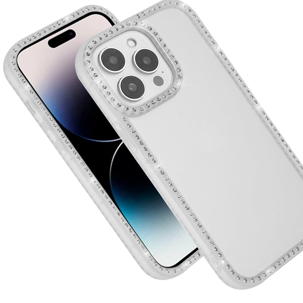 For iPhone 16 Pro Max Diamond Full Rhinestone Clear Hybrid Protective, Sparkly Bling Transparent Shockproof Bumper All Around Case Cover