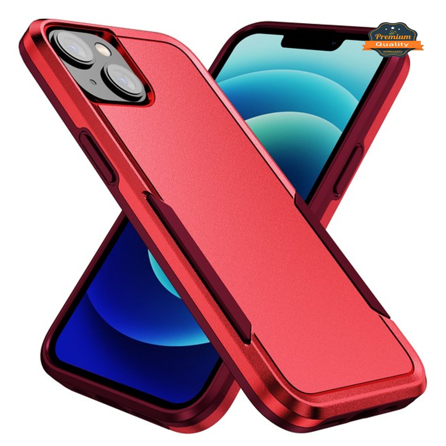 For Apple iPhone 15 Pro Max (6.7") Hybrid Bumper Dual Layer Heavy-Duty Military-Grade Rubber Defender Protective Phone Case Cover