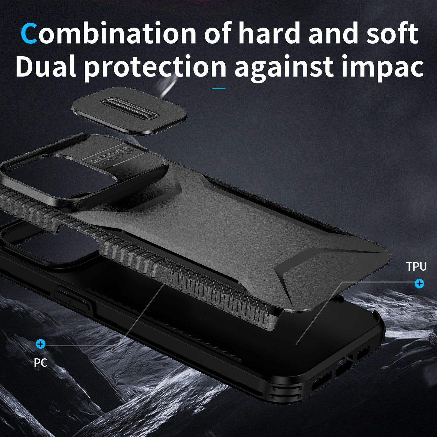 For Samsung Galaxy A16 5G Slim Fit Shockproof Hybrid with Slide Camera Window Covering, Rugged Tpu Silicone Hard PC Bumper Case Cover