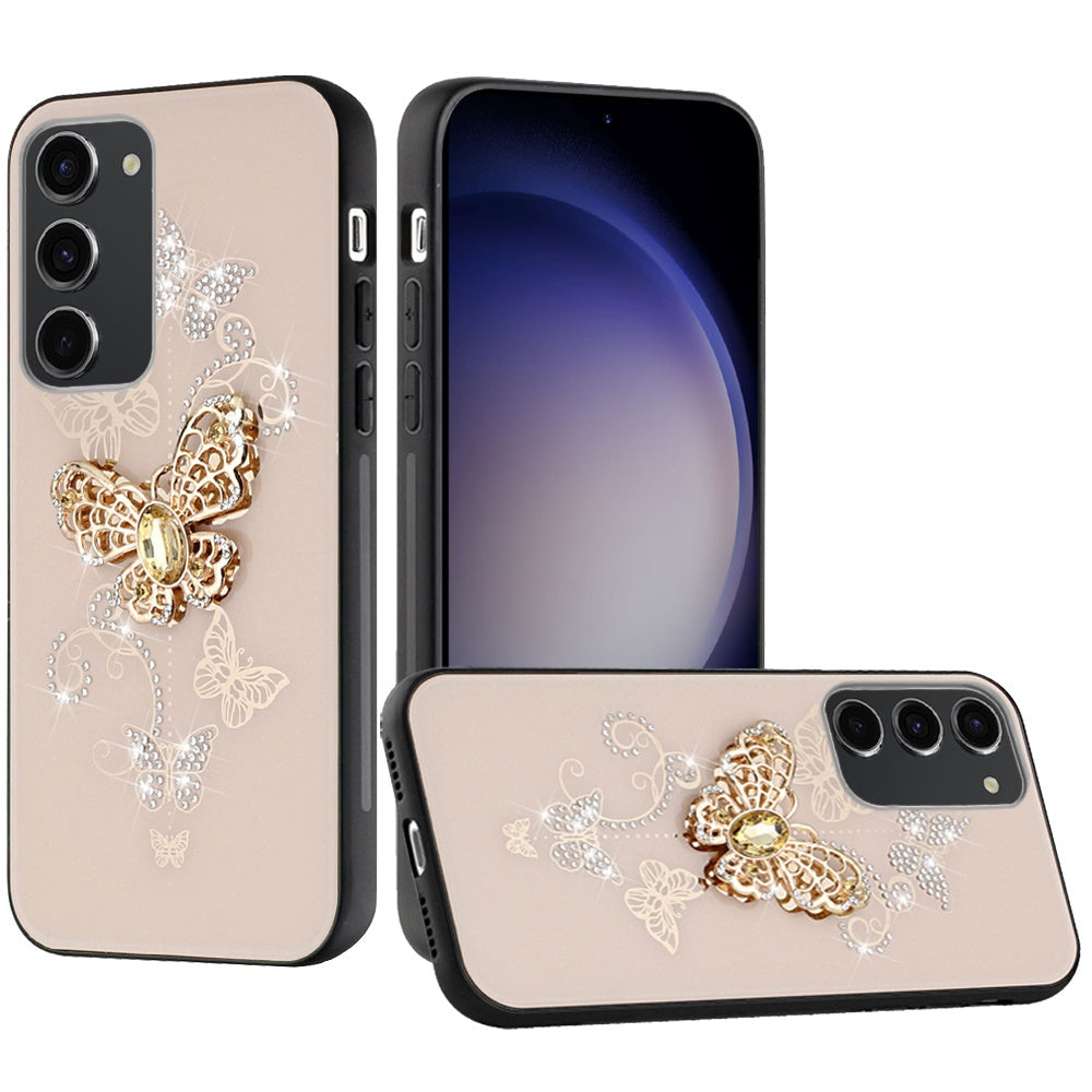 For Samsung Galaxy Z Flip 7 Diamonds 3D Fashion Bling Sparkly Glitter Ornaments Engraving Hybrid with Ring Stand Case Cover