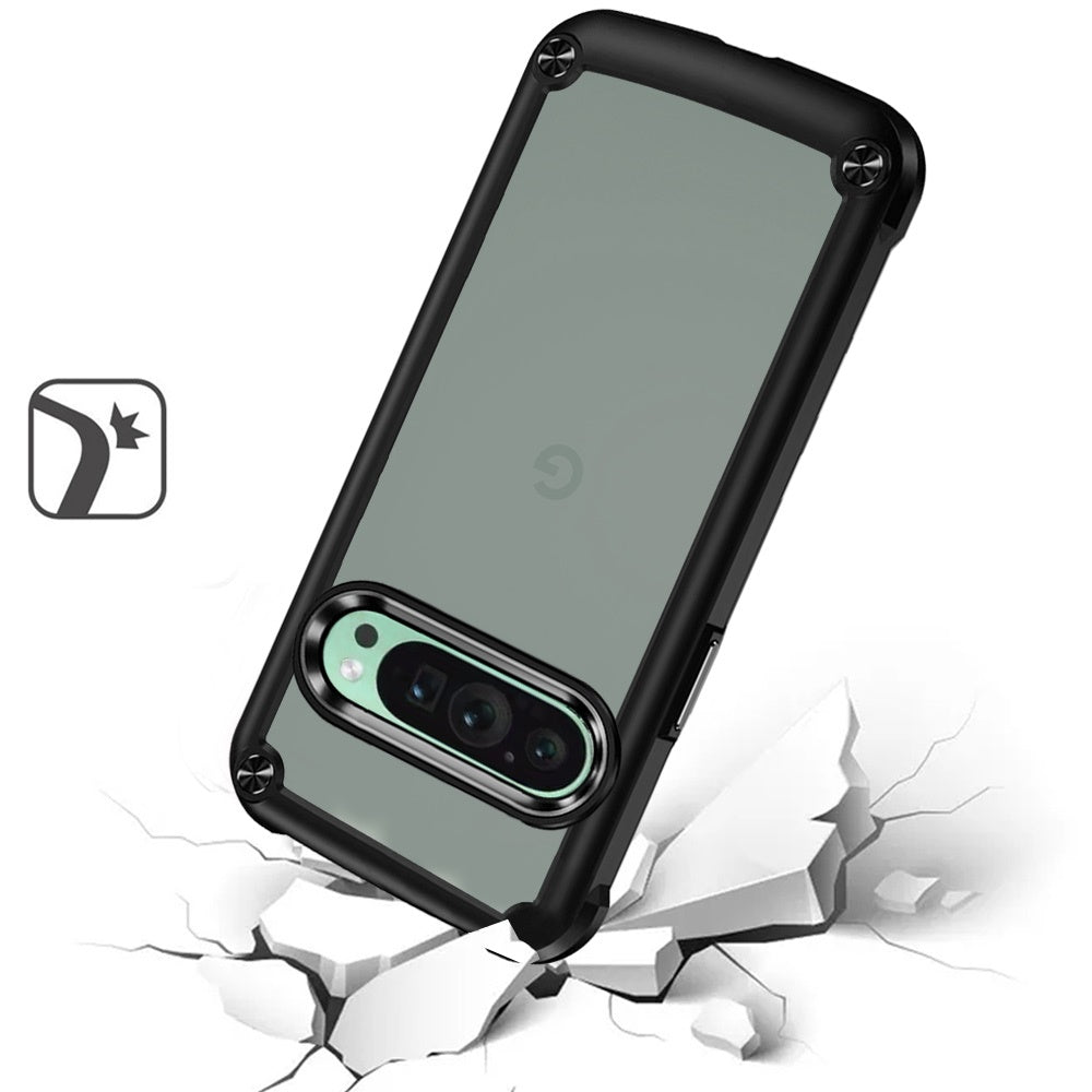 For Samsung Galaxy A26 Hybrid Transparent Rubber with Metal Buttons & Camera Edges Hard TPU Corner Frame Bumper Case Cover