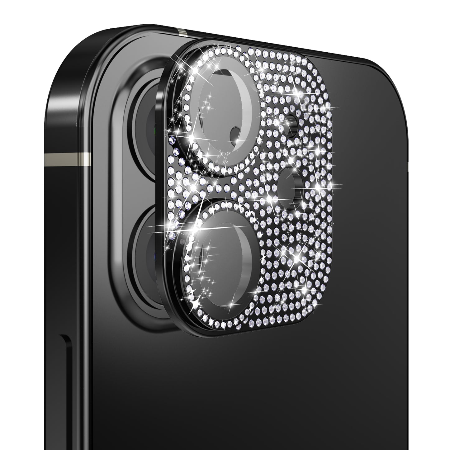 For Apple iPhone 16 Pro (6.3") Camera Lens Full Tempered Glass With Diamond Bling Glitter Rhinestone Lens Protective Case Cover