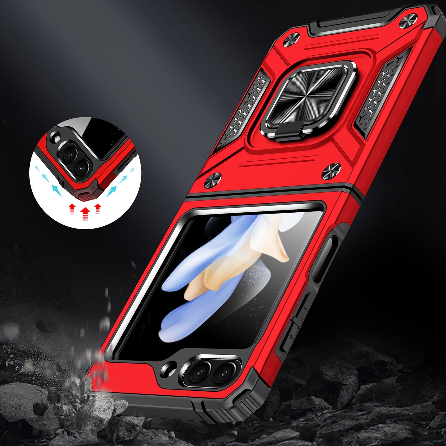 For Samsung Galaxy Z Fold 7 360° Rotating Ring Kickstand with Magnetic Holder Hybrid Shockproof Rubber TPU Hard PC Case Cover