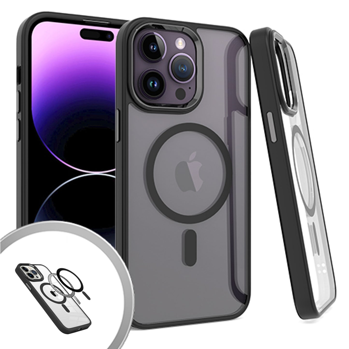 For Samsung Galaxy A16 5G Transparent Slim Hybrid Frame Bumper Magnetic Case, Compatible with MagSafe Case Cover Black