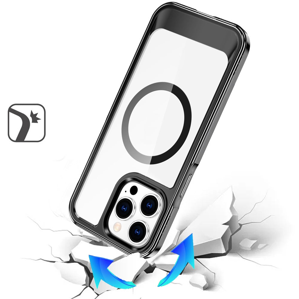 For Apple iPhone 16 Pro (6.3") Transparent HQ Hybrid Slim, Shockproof, Compatible with MagSafe wireless charging & Military-Grade Case Cover