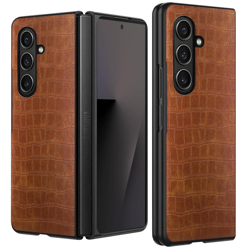 For Samsung Galaxy Z Fold 7 PU Vegan Leather Case, Premium Snap-On Hard Shell Cover, Slim Fit Protective Matte Finish Case Cover