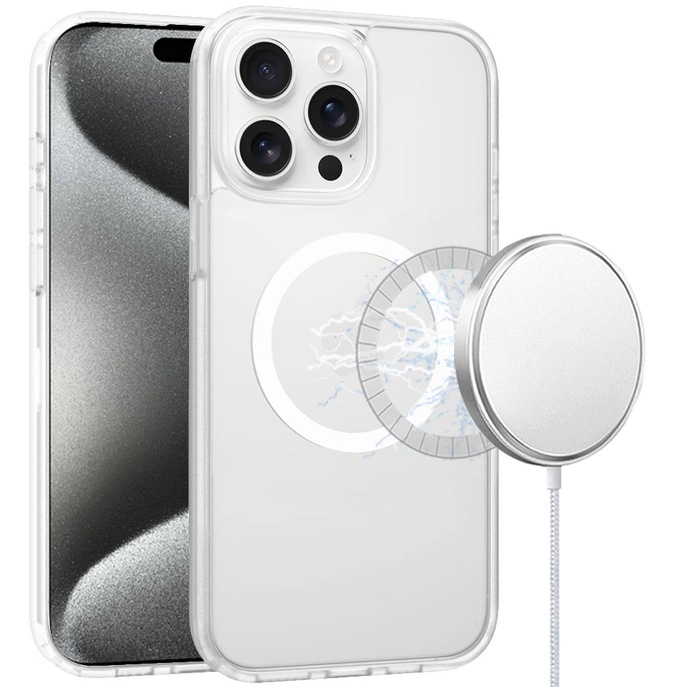 For Apple iPhone 16 Pro (6.3") MagSafe Compatible Case Hybrid Soft TPU Bumper Hard Translucent Matte Back Slim Shockproof Case Cover