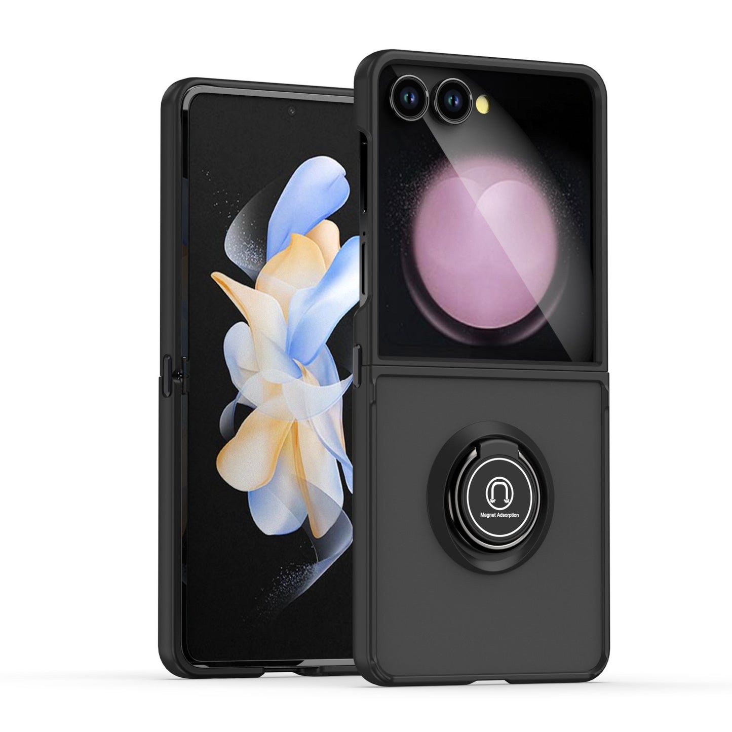 For Samsung Galaxy Z Fold 7 Semi Transparent Matte Hybrid Protective PC & TPU Shockproof with 360° Rotation Ring Stand Case Cover