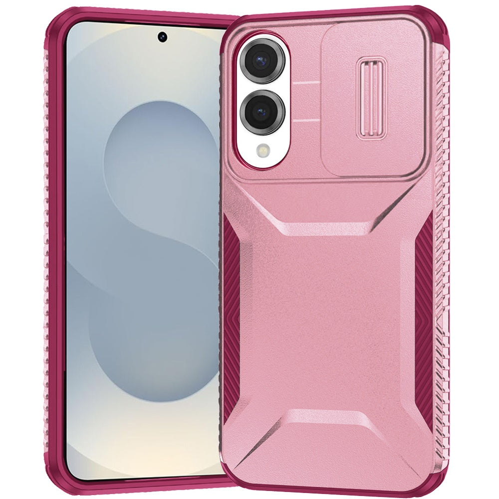 For Samsung Galaxy S25 EDGE Slim Fit Shockproof Hybrid with Slide Camera Window Covering, Rugged Tpu Silicone Hard PC Bumper Case Cover