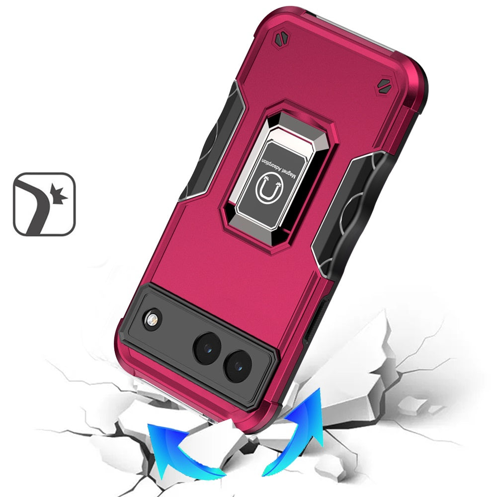 For Google Pixel 9A Hybrid Stand Magnetic Ring Holder Kickstand Heavy Duty Rugged Drop Silicone & Hard PC Shockproof Case Cover