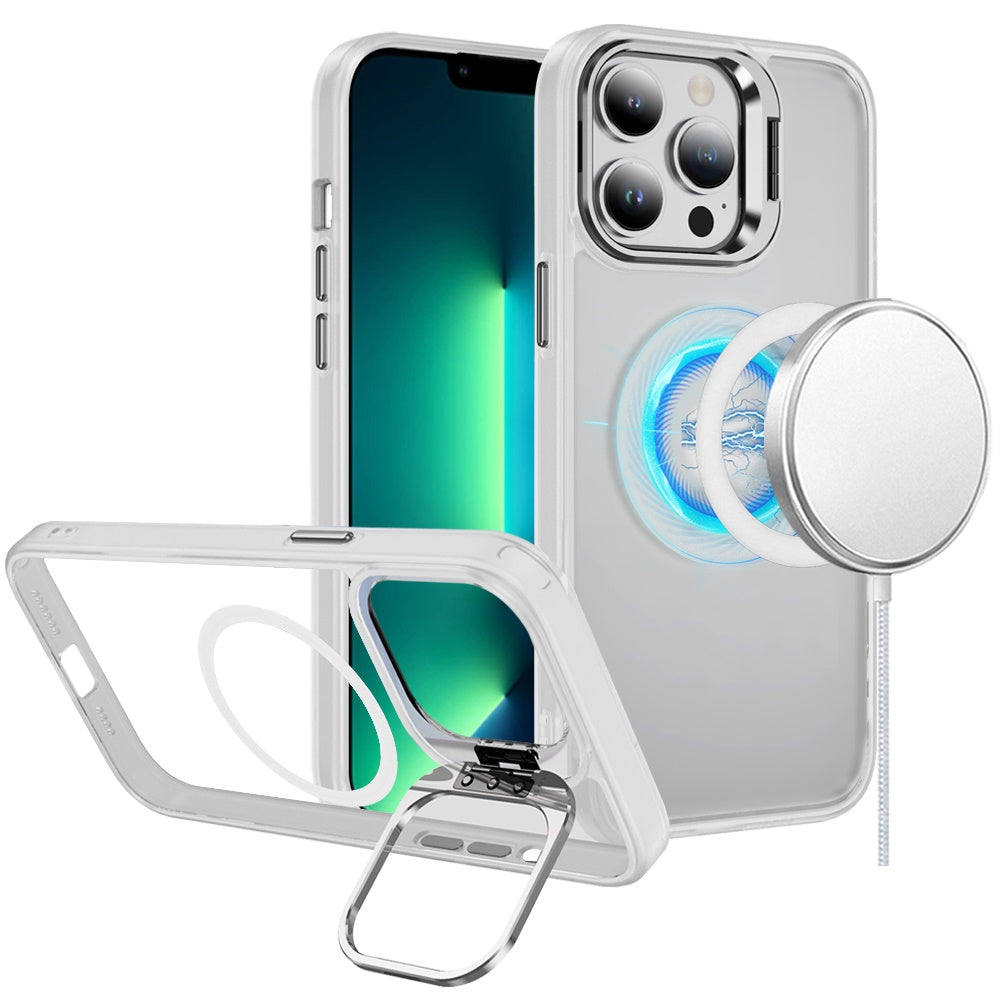 For Apple iPhone 12 Pro Max Heavy Duty Metallic Hybrid Tough TPU with Camera Ring Stand, MagSafe Compatible, Rugged Drop Protection Case Cover