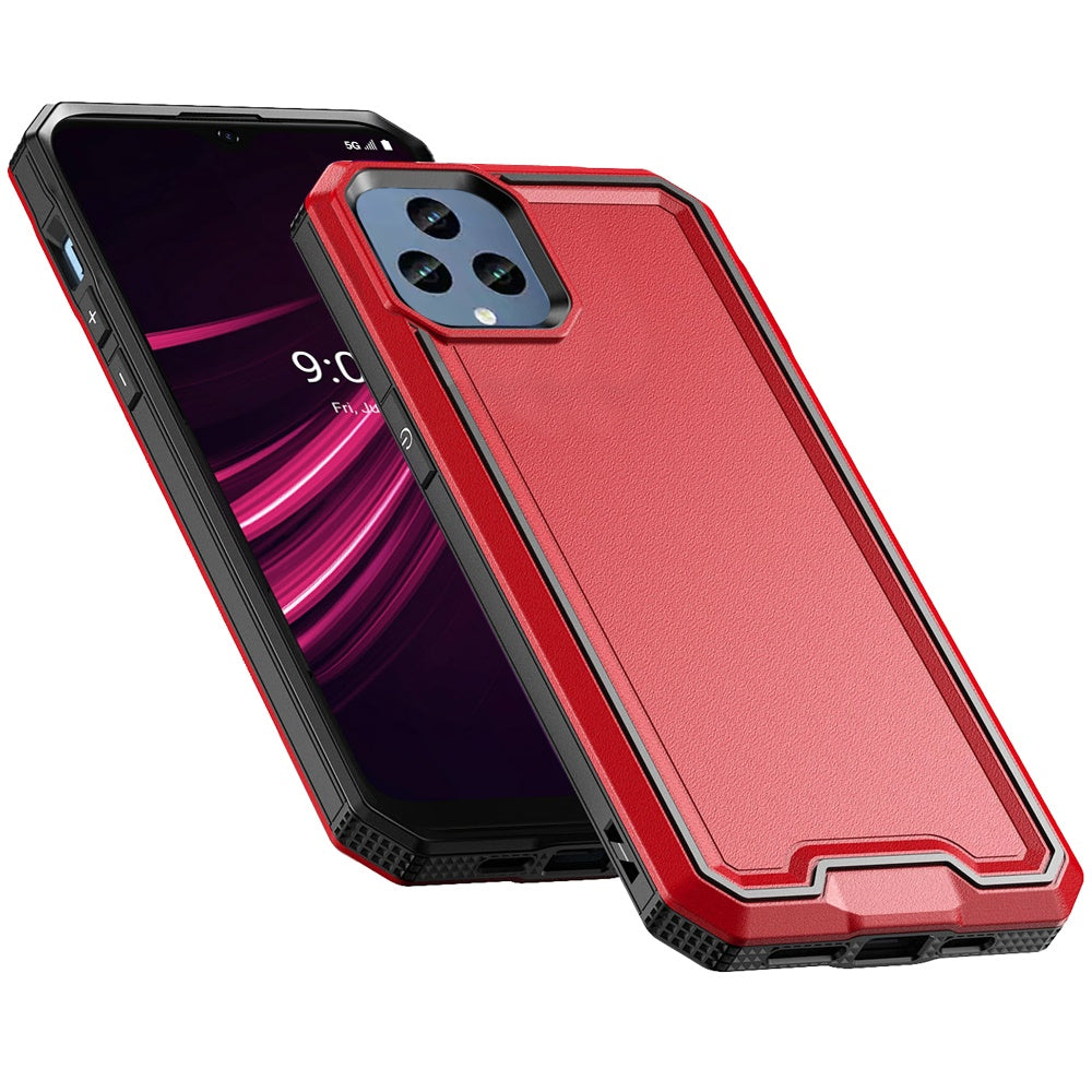 For Samsung Galaxy A16 5G Tough Modern Fused Hybrid Armor Hard PC + TPU Rubber Shockproof Drop Impact Protection Case Cover Red
