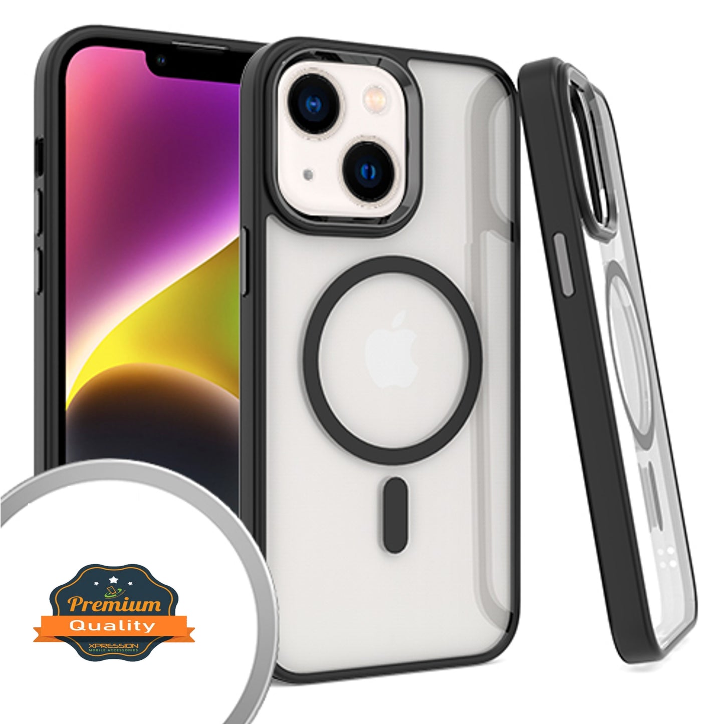 For Samsung Galaxy A16 5G Transparent Slim Hybrid Frame Bumper Magnetic Case, Compatible with MagSafe Case Cover Black