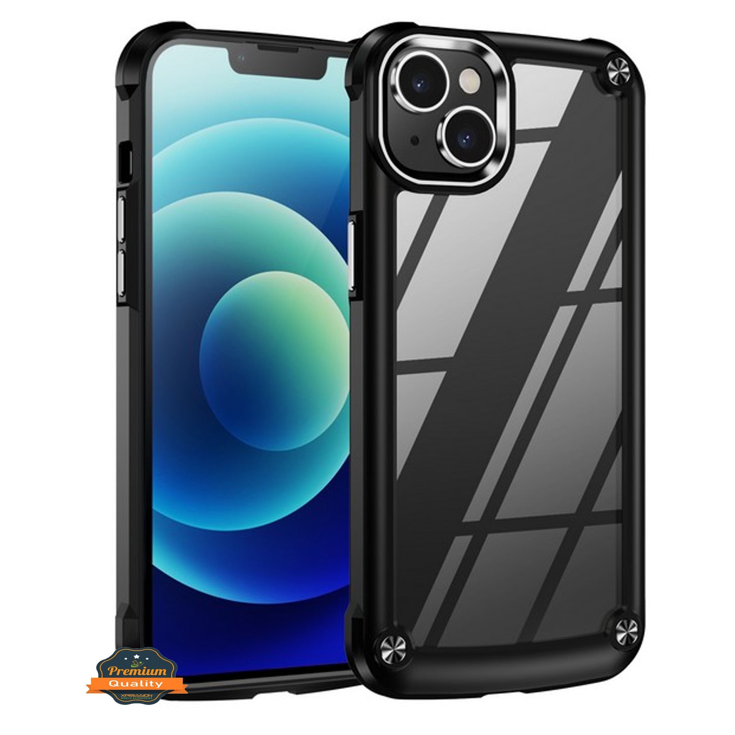 For Apple iPhone 15 Plus (6.7") Heavy Duty Hybrid Clear back Shield Hard PC + TPU Bumper Edge Frame Shockproof Phone Case Cover