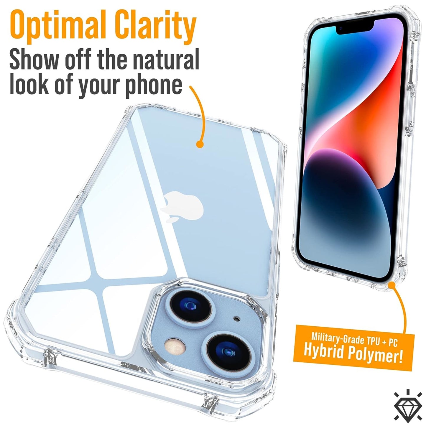For Apple iPhone 15 Pro Max (6.7") Hybrid Transparent 3in1 Corner Tough Durable Detachable Shockproof Frame Hard PC Phone Case Cover