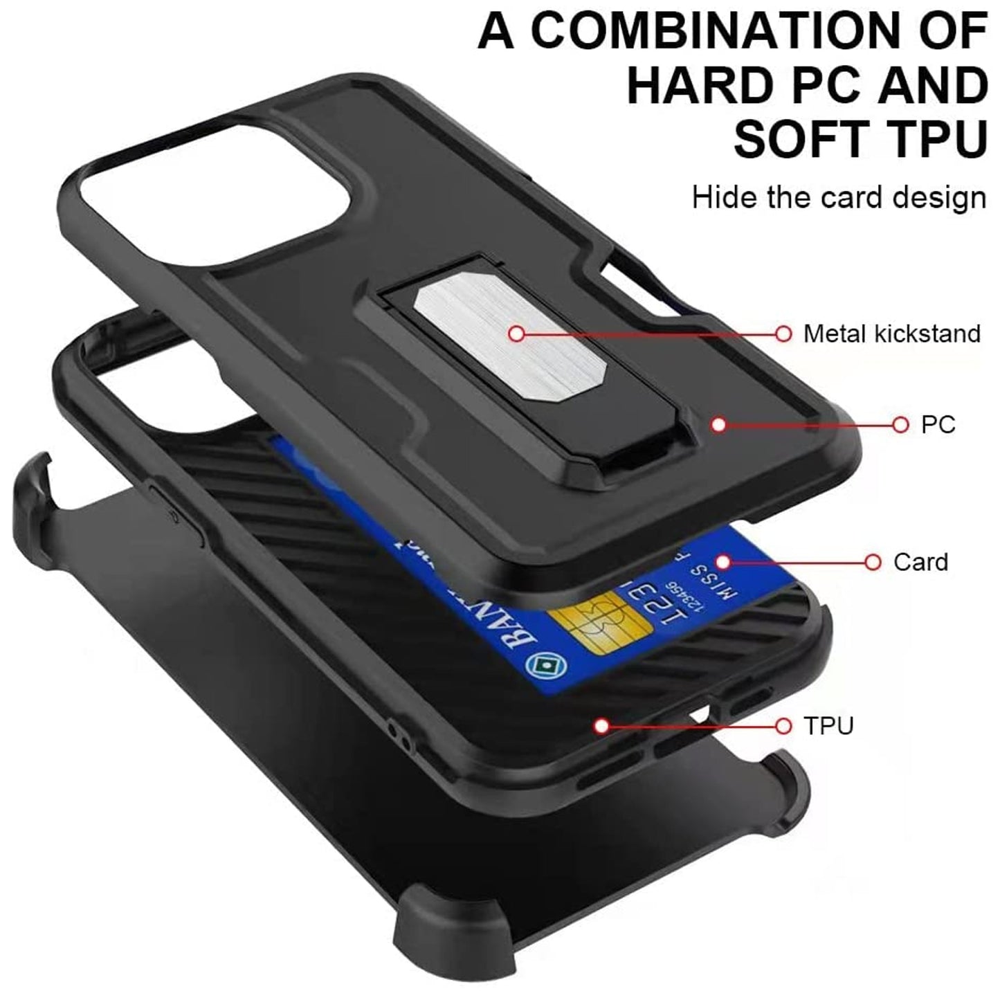 For Samsung Galaxy A16 Hybrid Wallet Case with Invisible ID Card Slot, Kickstand, Holster Belt Clip, Heavy-Duty Protection Case Cover