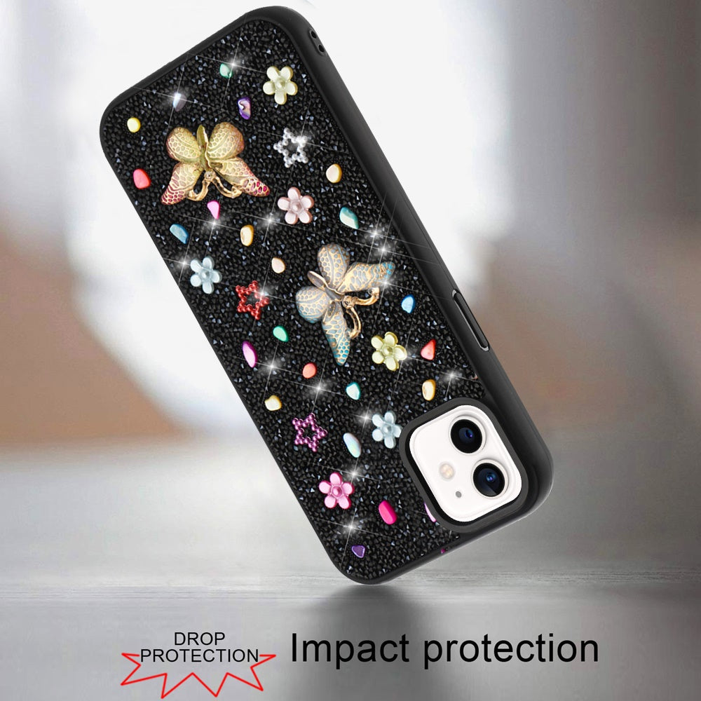 For Samsung Galaxy A36 Diamond Butterfly 3D Glitter Bling Design, Slim Hybrid Sparkle Protective Cover TPU for Women Girls Case Cover
