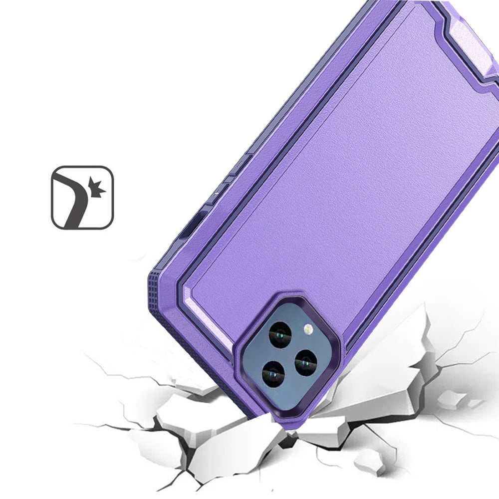 For Samsung Galaxy A16 5G Tough Modern Fused Hybrid Armor Hard PC + TPU Rubber Shockproof Drop Impact Protection Case Cover Purple