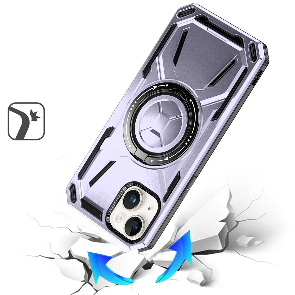 For Apple iPhone 16 (6.1") Hybrid Magnetic Ring and 360° Rotational Kickstand with MagSafe Compatible, Military Grade Drop Protection Case Cover