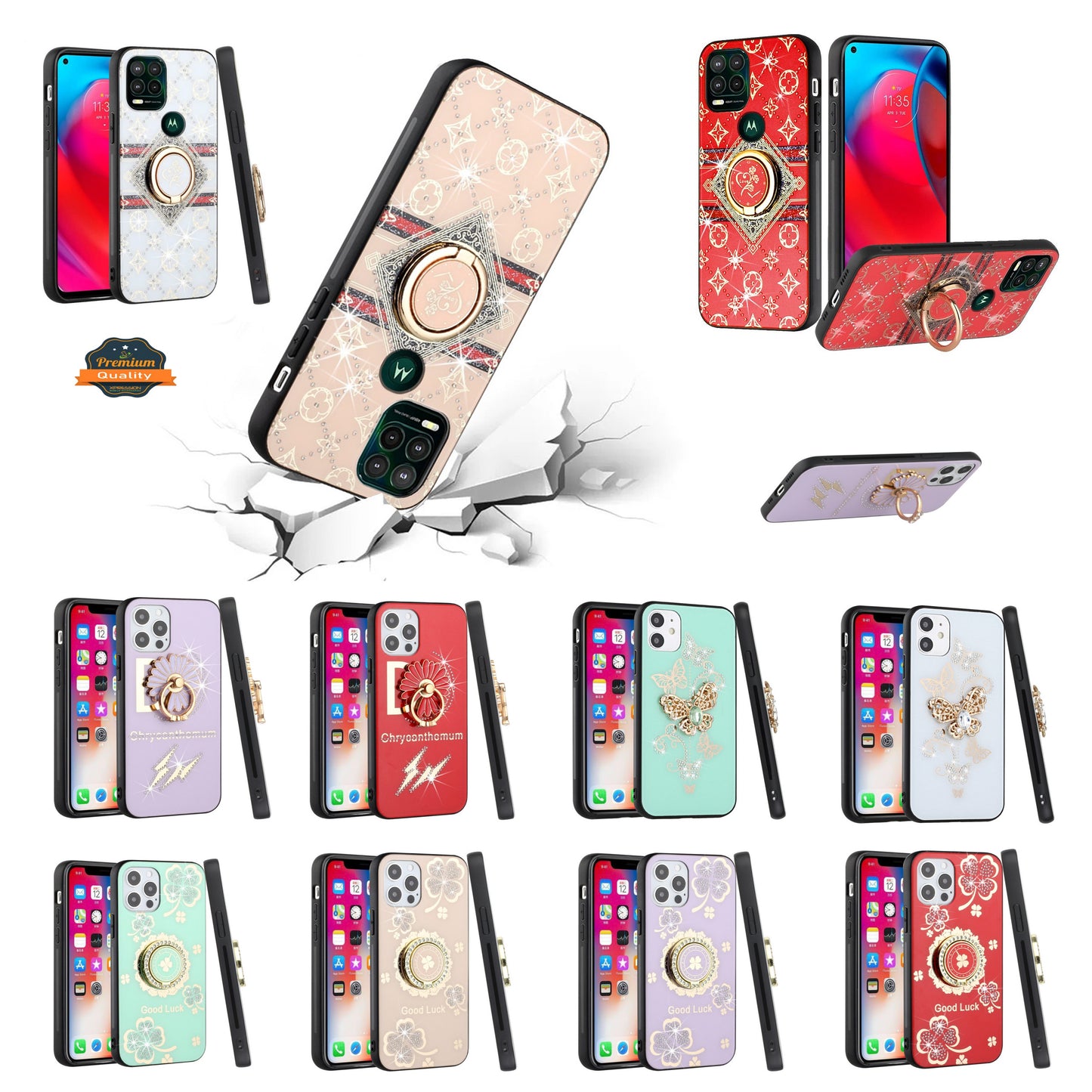 For Samsung Galaxy Z Flip 7 Diamonds 3D Fashion Bling Sparkly Glitter Ornaments Engraving Hybrid with Ring Stand Case Cover
