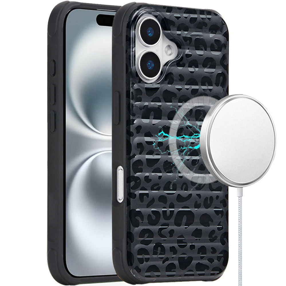 For Apple iPhone 16 Plus (6.7") Pattern Design Magnetic Chrome Hybrid Compatible with Magsafe Dual Layer Shockproof TPU Hard PC Back Case Cover
