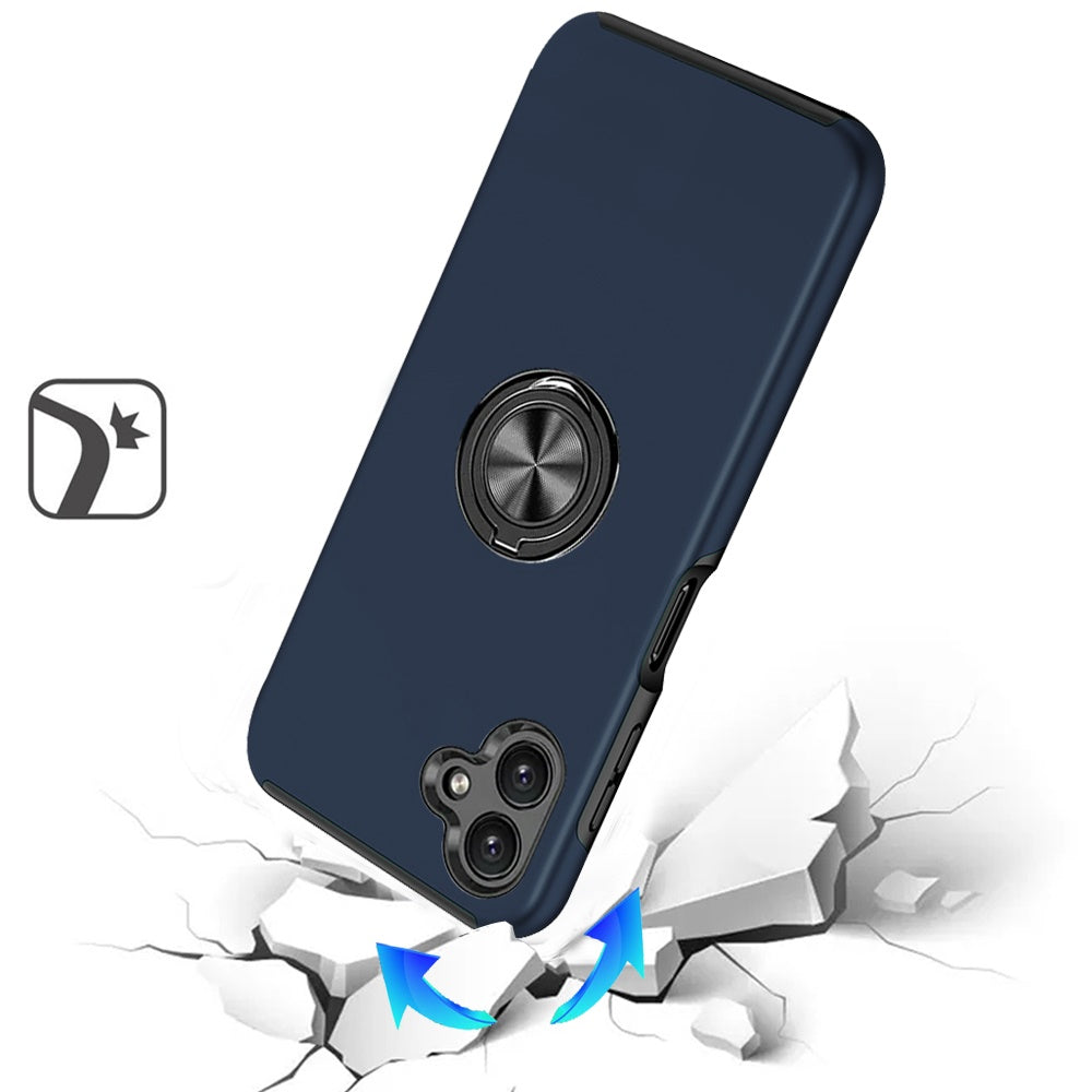 For Samsung Galaxy A06 Hybrid 360 Degree Rotatable Metal Invisible Ring Stand Holder Fit Magnetic Car Mount Shockproof Case Cover