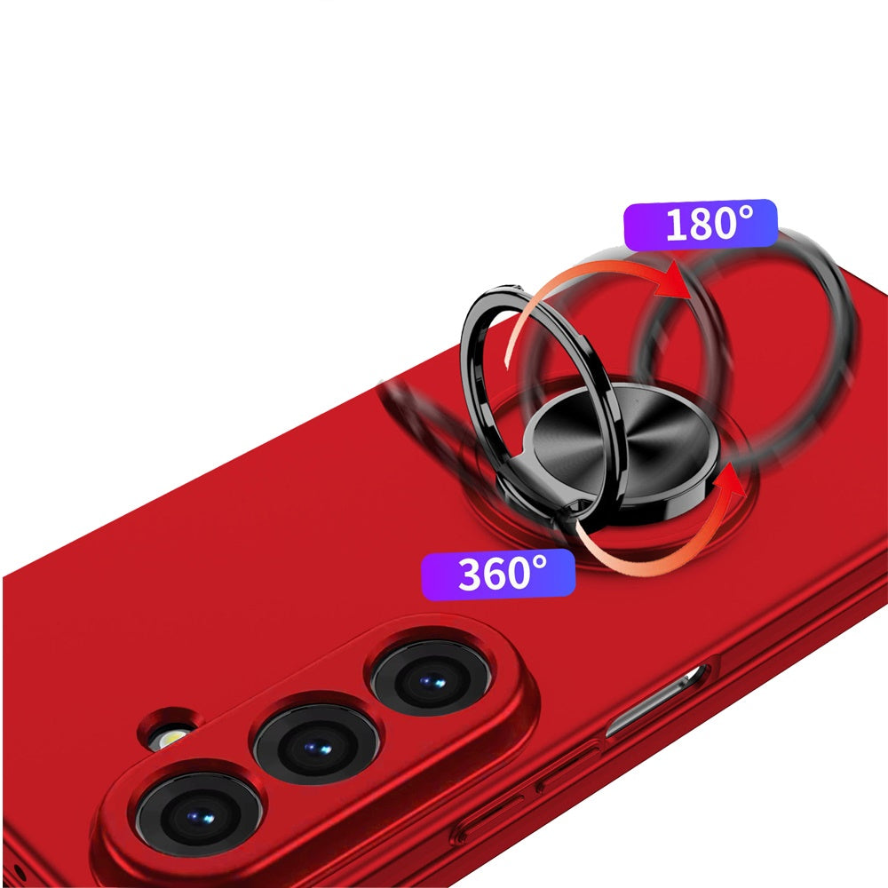 For Samsung Galaxy Z Fold 7 Hybrid 360 Degree Rotatable Metal Invisible Ring Stand Holder Slim Fit Magnetic Car Mount Shockproof Case Cover