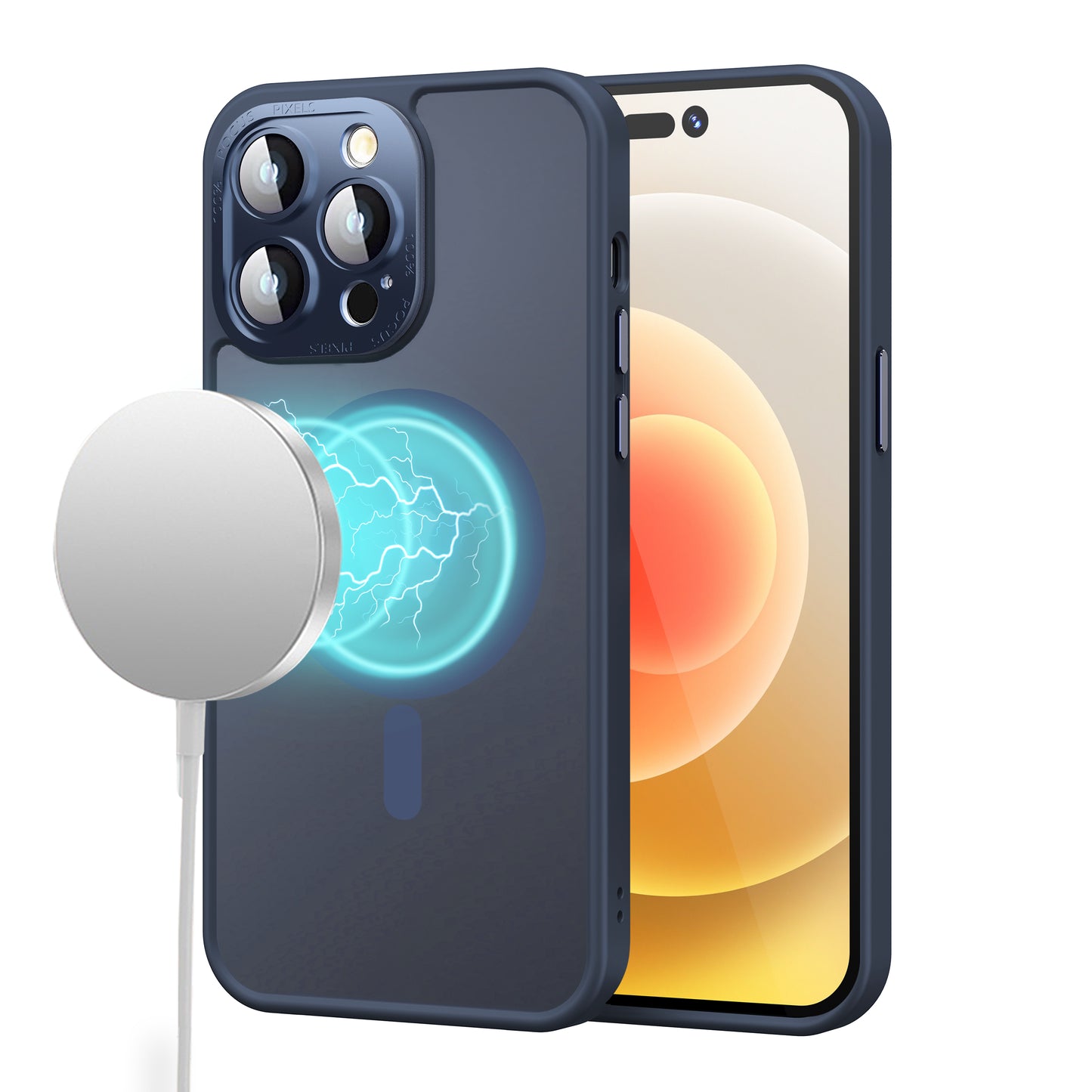 For Apple iPhone 16e (E edition) Complete Protection HQ Matte Translucent Hybrid Shockproof w/ Camera Protector Compatible with MagSafe Case Cover Blue