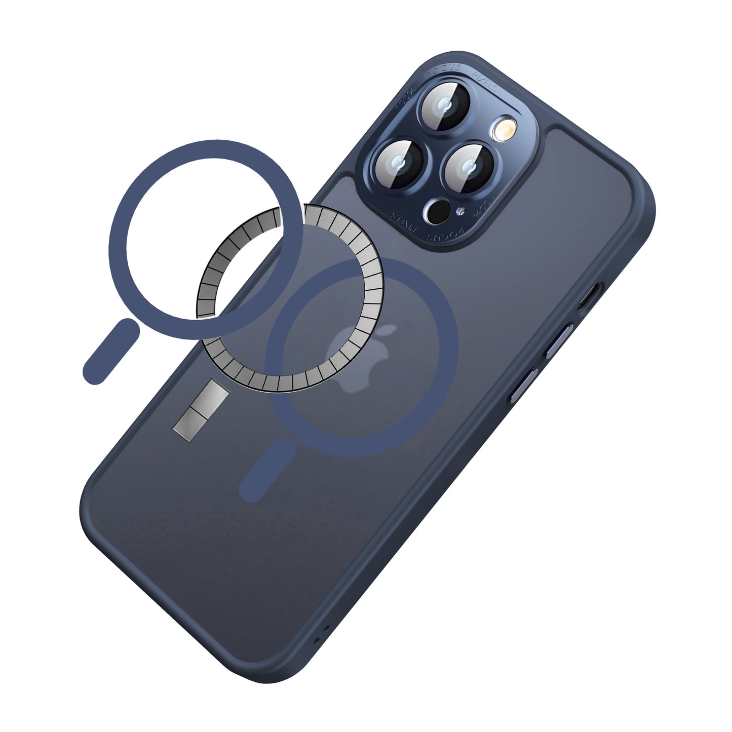 For Apple iPhone 16e (E edition) Complete Protection HQ Matte Translucent Hybrid Shockproof w/ Camera Protector Compatible with MagSafe Case Cover Blue