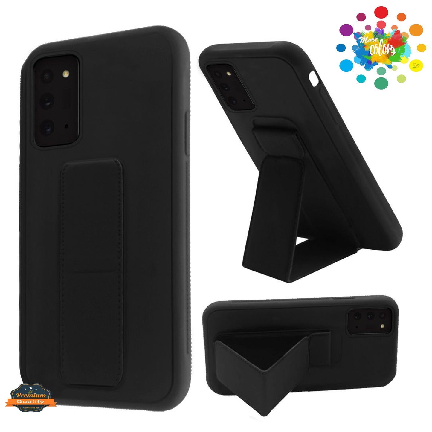For Apple iPhone 15 Pro (6.1") PU Leather Back Foldable Kickstand Hand Strap Stand Hybrid Heavy Duty Shockproof Phone Case Cover