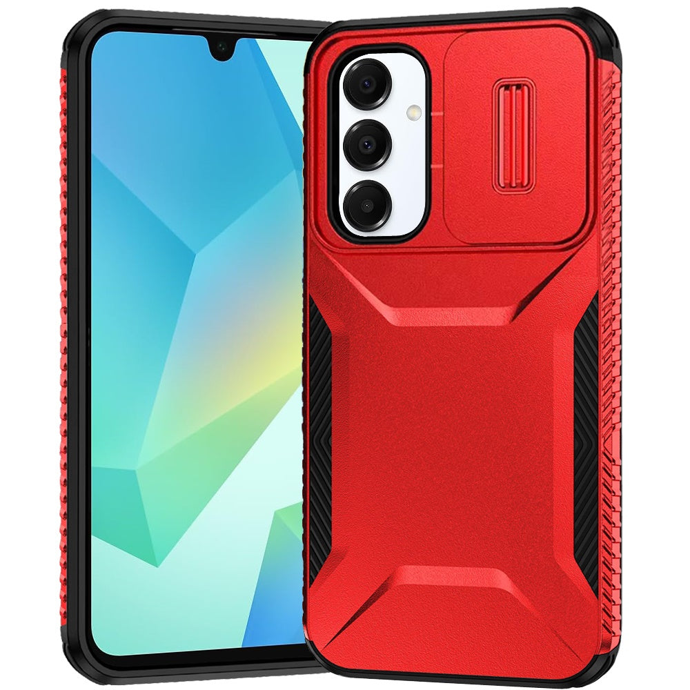 For Samsung Galaxy A16 5G Slim Fit Shockproof Hybrid with Slide Camera Window Covering, Rugged Tpu Silicone Hard PC Bumper Case Cover