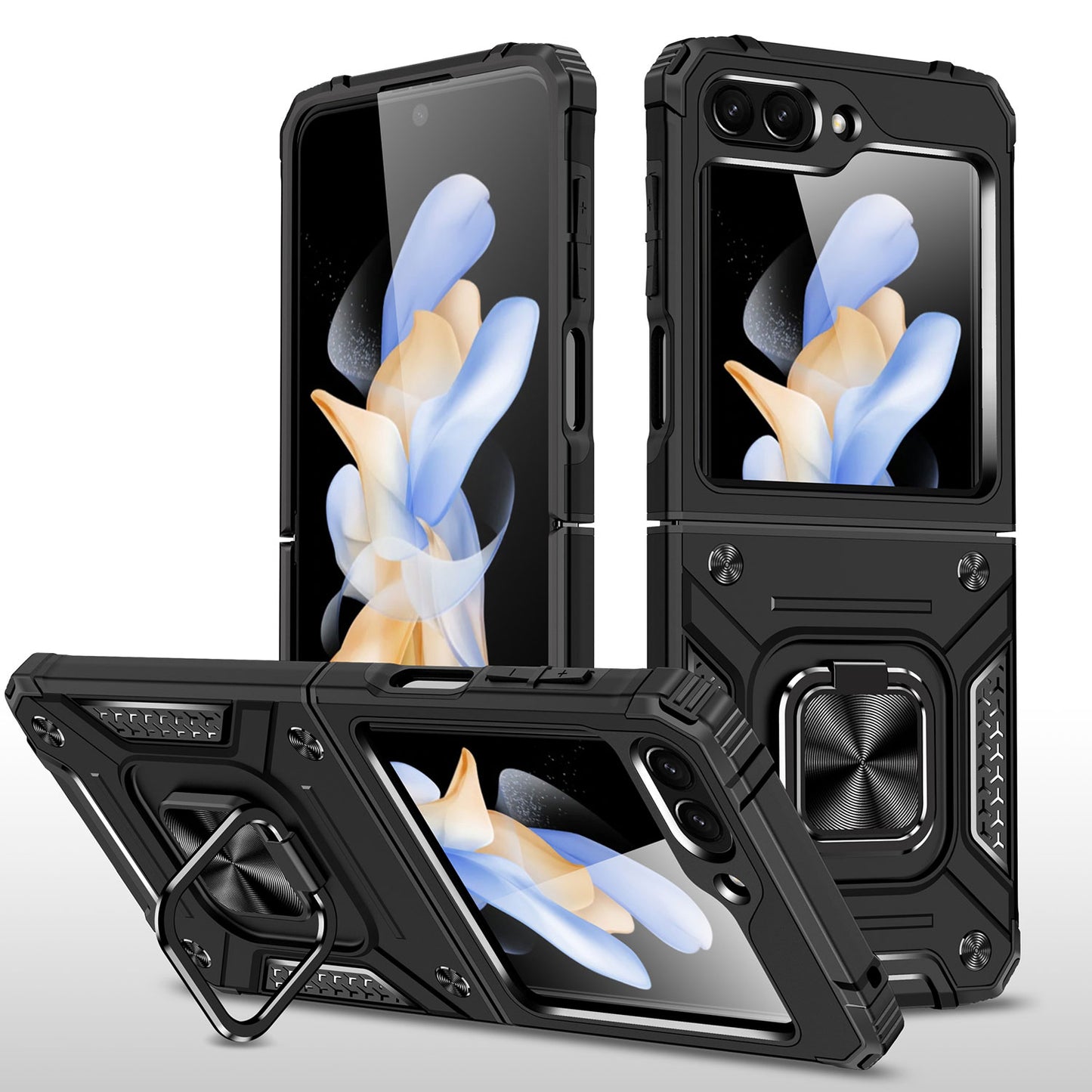 For Samsung Galaxy Z Fold 7 360° Rotating Ring Kickstand with Magnetic Holder Hybrid Shockproof Rubber TPU Hard PC Case Cover