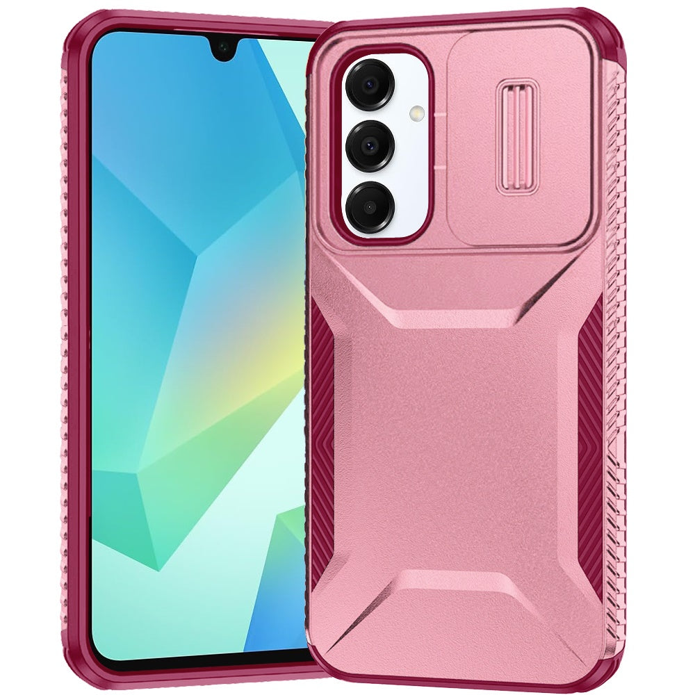 For Samsung Galaxy A16 5G Slim Fit Shockproof Hybrid with Slide Camera Window Covering, Rugged Tpu Silicone Hard PC Bumper Case Cover