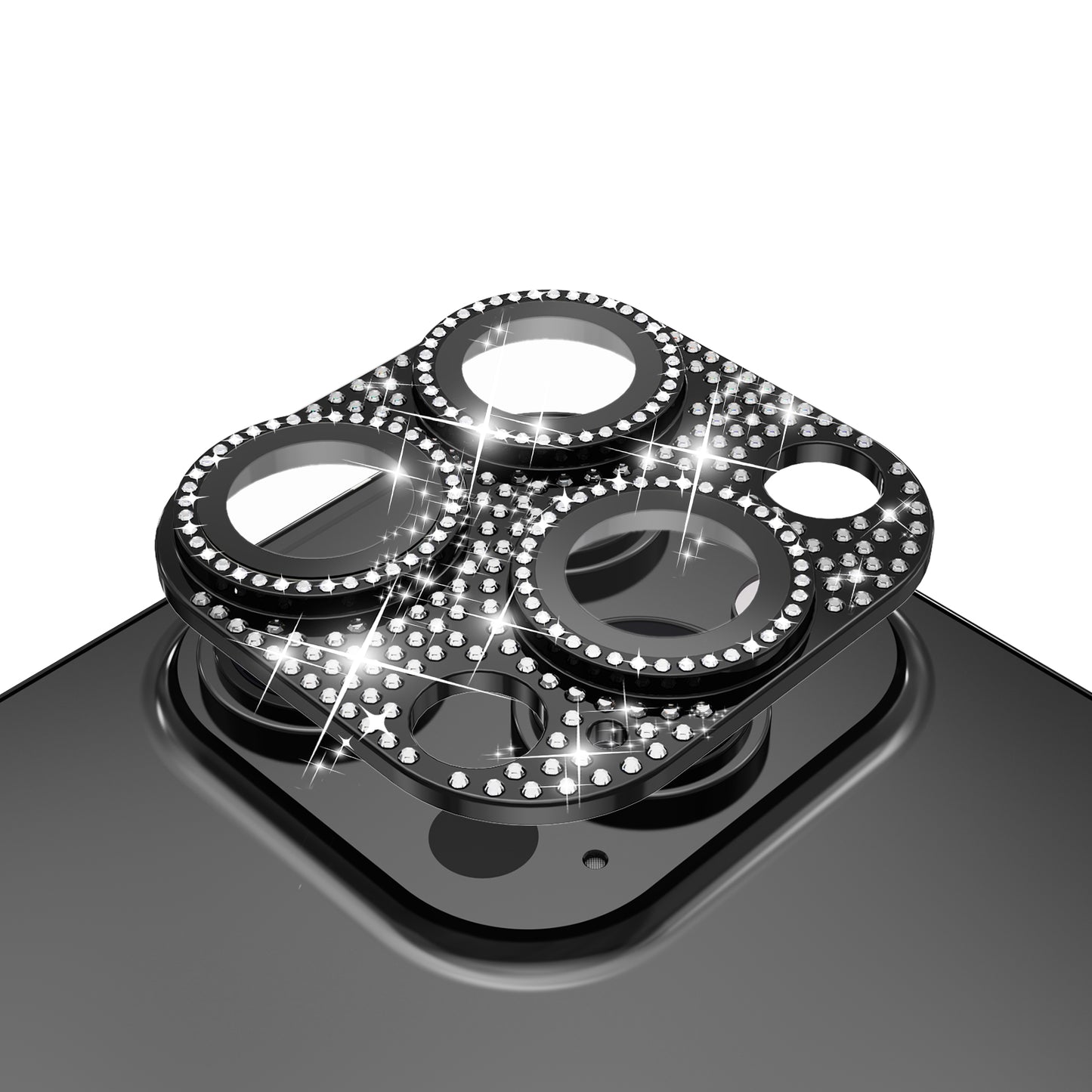 For Apple iPhone 16 Pro (6.3") Camera Lens Full Tempered Glass With Diamond Bling Glitter Rhinestone Lens Protective Case Cover