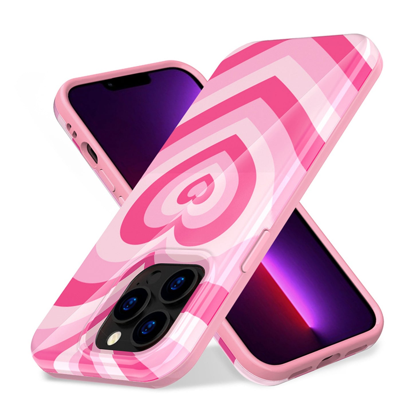 For Apple iPhone 15 Pro Max (6.7") Pattern Design Bling Glitter Shockproof Hybrid Soft TPU Frame and Hard Back Slim Phone Case Cover