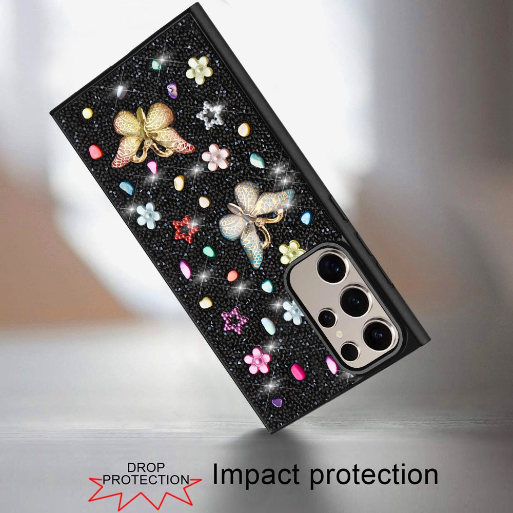 For Samsung Galaxy A36 Diamond Butterfly 3D Glitter Bling Design, Slim Hybrid Sparkle Protective Cover TPU for Women Girls Case Cover