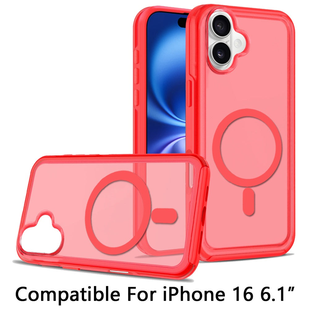 For Apple iPhone 16 (6.1") Strong MagSafe Compatible Shockproof Hybrid Glossy Oil Protective Slim Hard Dual Layer TPU + PC Case Cover