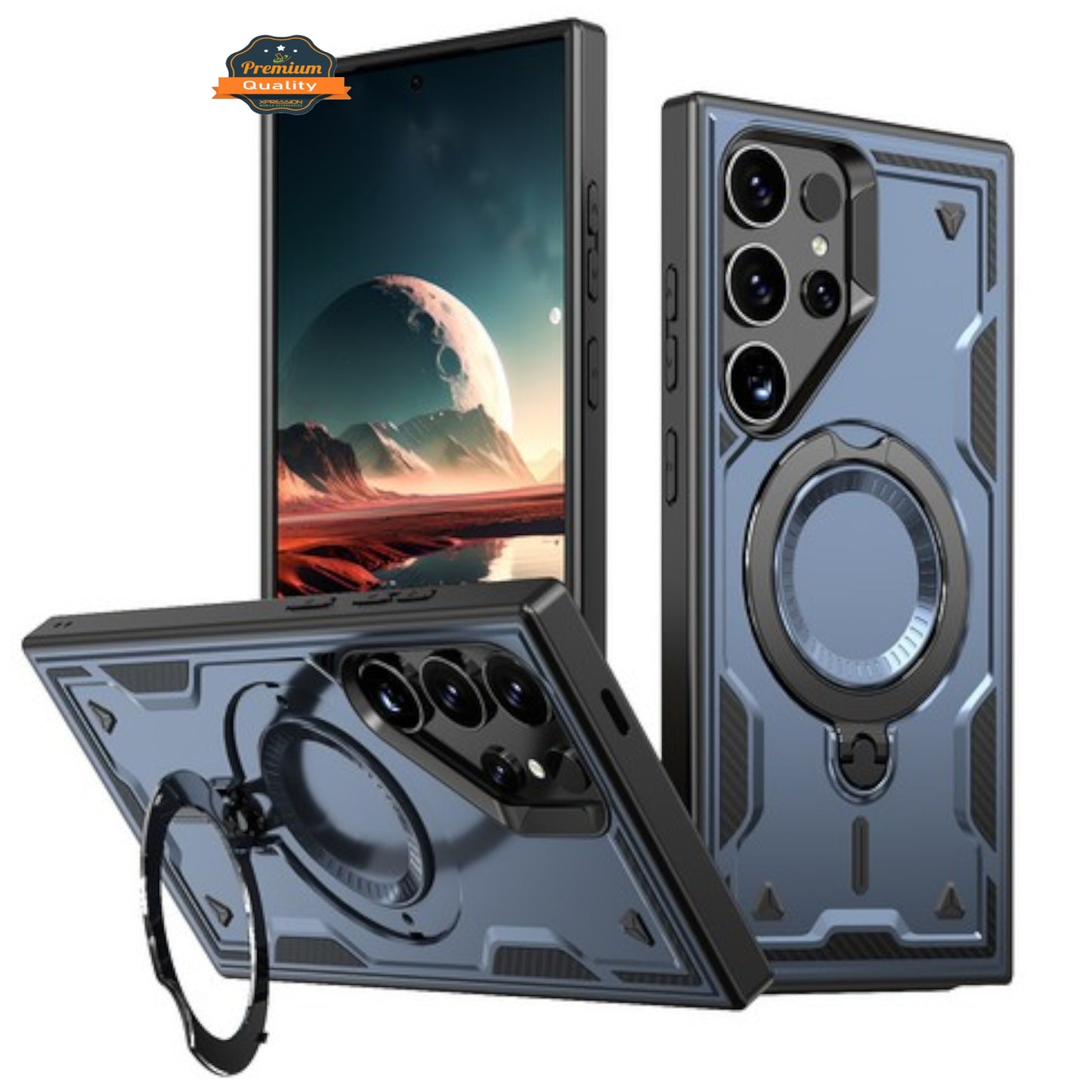 For Samsung Galaxy S25+ S25 Plus /S24+ Ring Holder Military-Grade Shockproof, Magnetic Kickstand, Large Twisting Compatible with MagSafe Case Cover