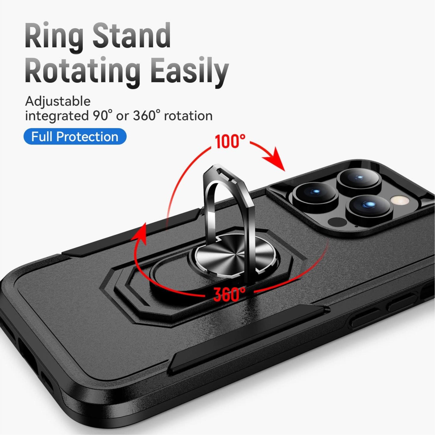 For Samsung Galaxy A16 Slim Hybrid Case with Ring Stand 360° Rotate & Magnetic Back Grip Kickstand Military Grade Shockproof Protector