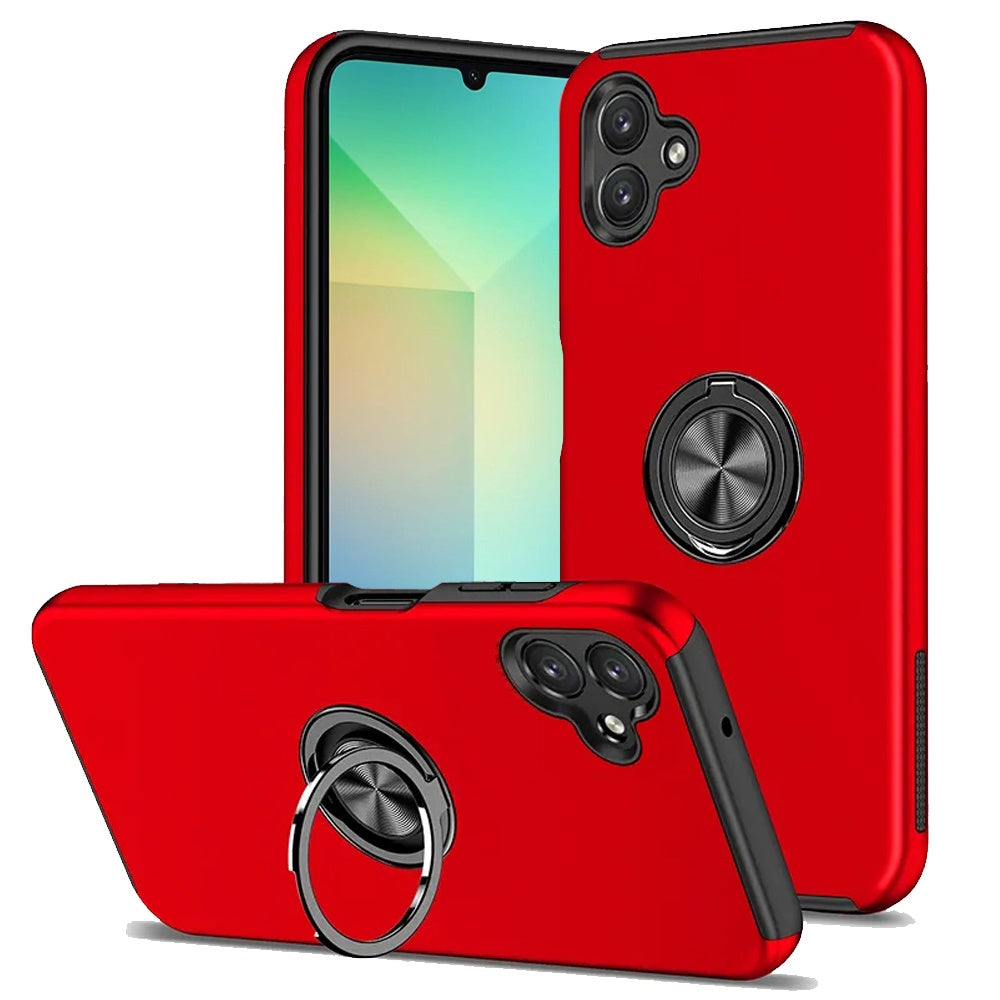 For Samsung Galaxy A06 Hybrid 360 Degree Rotatable Metal Invisible Ring Stand Holder Fit Magnetic Car Mount Shockproof Case Cover