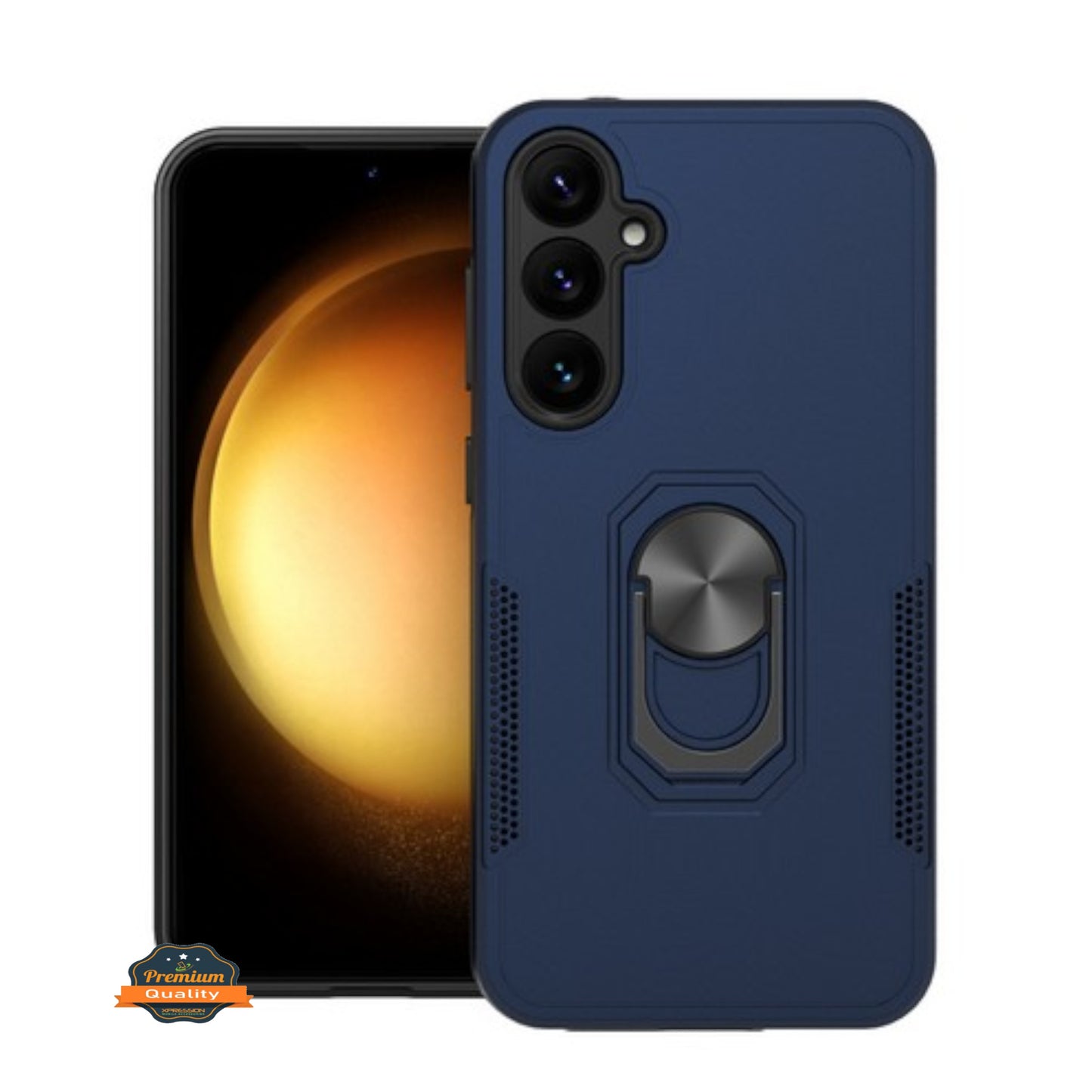 For Samsung Galaxy A16 Slim Hybrid Case with Ring Stand 360° Rotate & Magnetic Back Grip Kickstand Military Grade Shockproof Protector